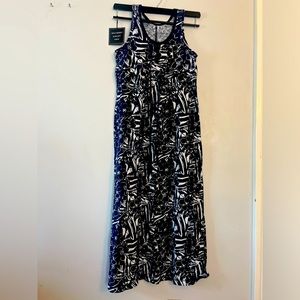 Eddie Bauer Women's Size M Fit & Flare Dress Blue Midi Casual Cotton